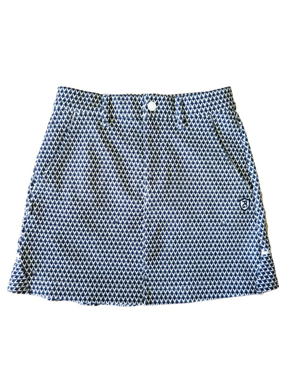PEARLY GATES Japan Golf White Black Argyle Print Stretch Cute Mini Skirt 00 / XS